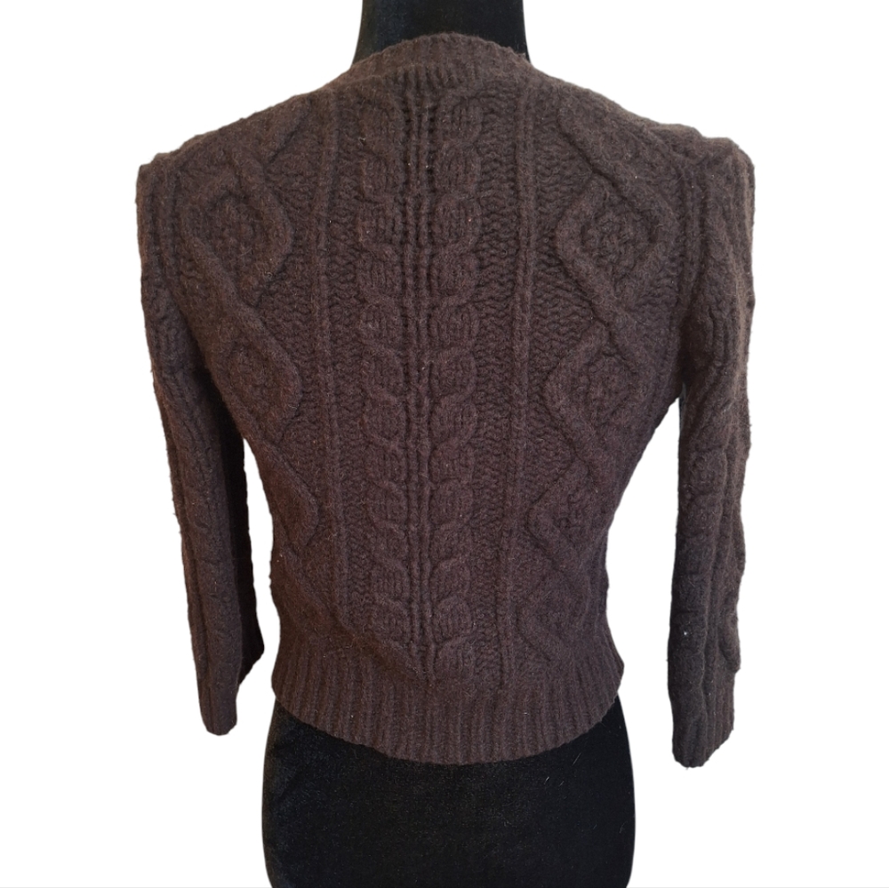 J Crew Dark Brown Cable Knit Button Down Women's Sweater - Size Small - Picture 3 of 9